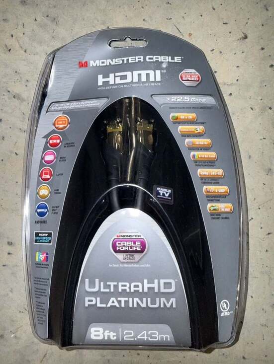 Monster Other - Monster Cable UltraHD Platinum HDMI Cable 8ft 2.43m 4K Ultra High Speed